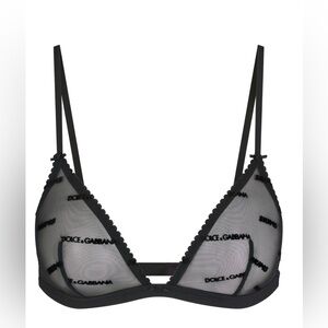 *UNOPENED IN BOX* Skims x Dolce & Gabbana mesh logo triangle bralette- onyx